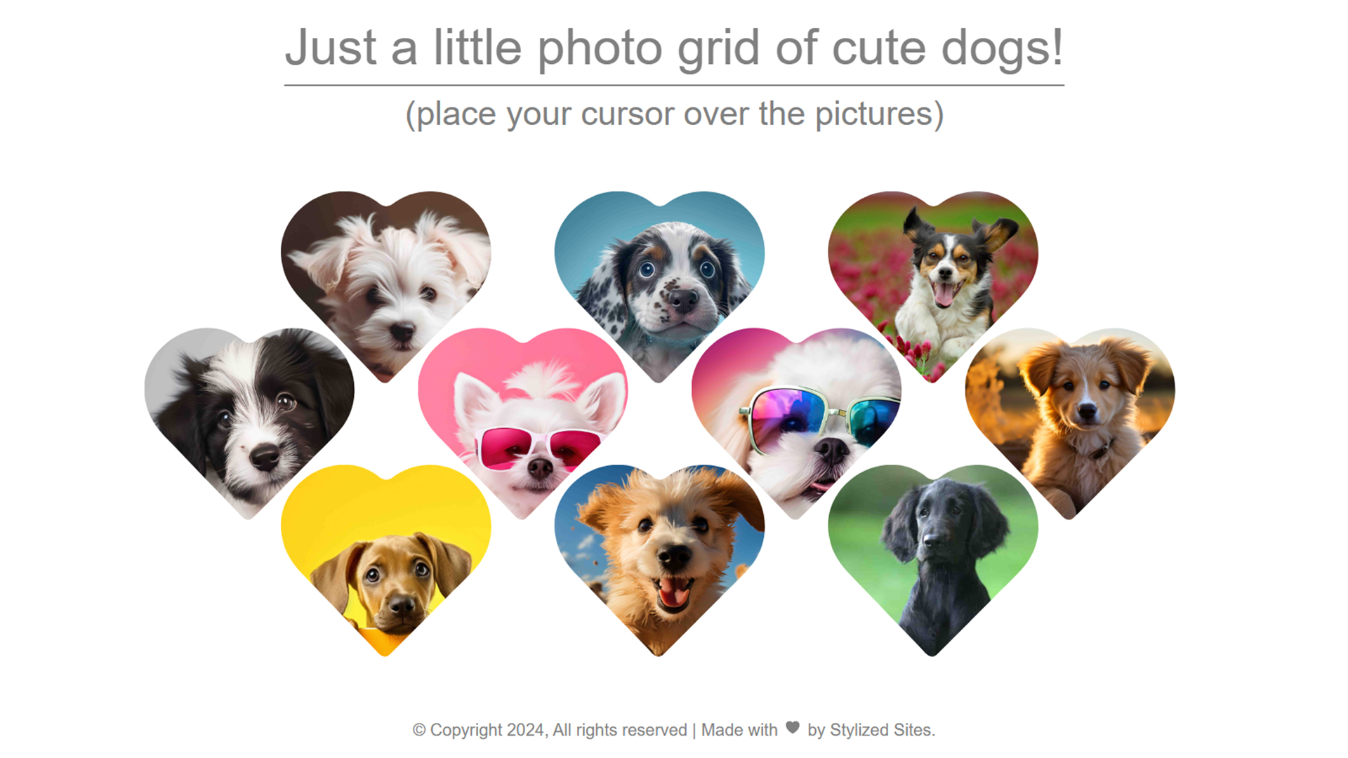 cute heart photo grid with puppy faces